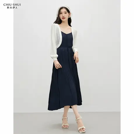 秋水伊人质感简约连衣裙2025年夏季商场同款经典通勤百搭优雅裙子图片