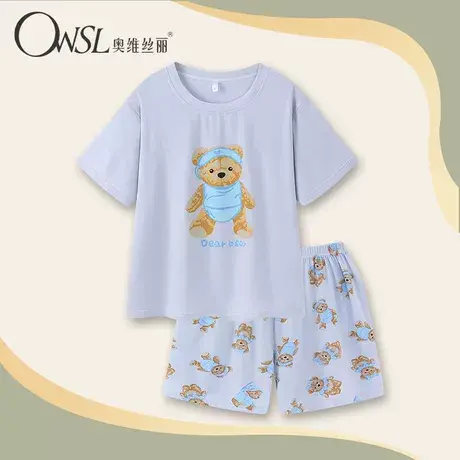 莫代尔睡衣女夏季薄款短袖日系甜美风卡通夏天家居服套装图片