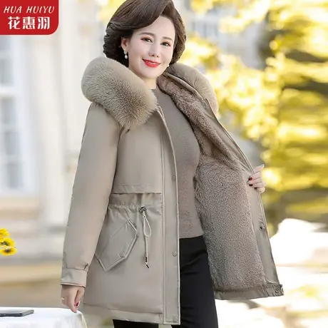 妈妈冬装棉衣2021新款派克服中年女装加绒加厚棉服中老年冬季外套商品大图