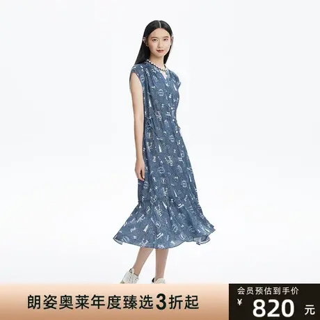 LANCY/俪雅朗姿女士连衣裙子收腰印花中长款新款夏季商场同款图片