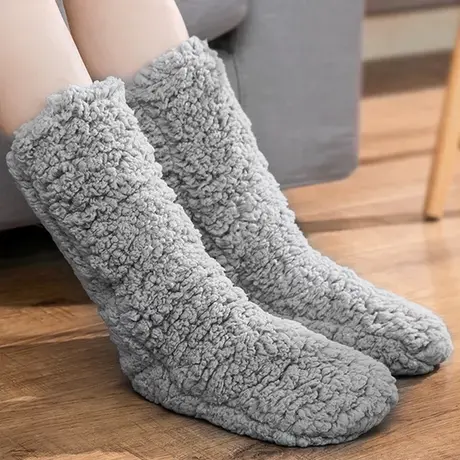 冬天暖脚袜子女加绒加厚珊瑚绒月子袜睡眠袜冬季雪地袜家居地板袜图片