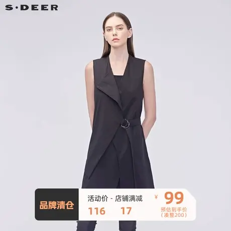 sdeer圣迪奥时尚无袖马夹时尚不规则西装女士马甲春秋S19181603图片