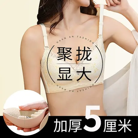 内衣女蕾丝显胸大小胸超聚拢加厚款胸罩漫画胸手掌杯平胸抹胸文胸图片
