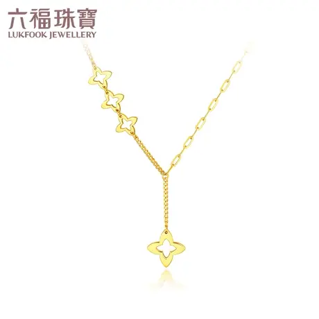 六福珠宝小飞镖吊坠黄金项链女光面足金套链光影金5G计价002880NA图片