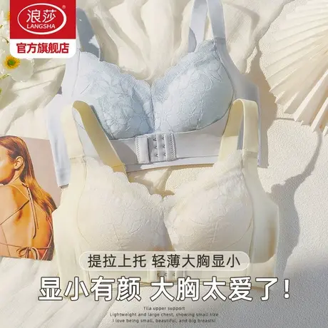 浪莎前扣内衣女胸大显小文胸收副乳聚拢防下垂调整型大码胸罩DT商品大图