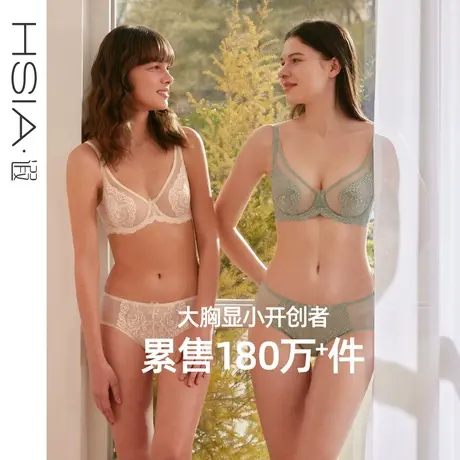 HSIA遐大胸显小全罩杯文胸倾城之恋蕾丝胸罩大码显瘦薄款内衣女图片