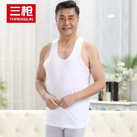 [2条] 三枪纯棉背心男士打底T恤夏天全棉中老年人修身紧身汗衫图片