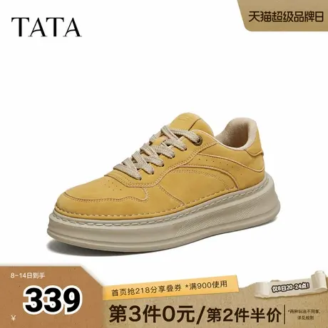 TATA他她男鞋2025秋季新款百搭休闲鞋厚底低帮系带工装鞋VQM01CM5商品大图