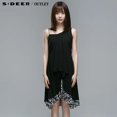 s.deer【闪购】圣迪奥女夏时尚拼接感优雅连衣裙S14281297图片