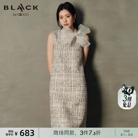 【蝴蝶结领口】G2000女装2025商场新款粗花呢优雅气质无袖连衣裙图片