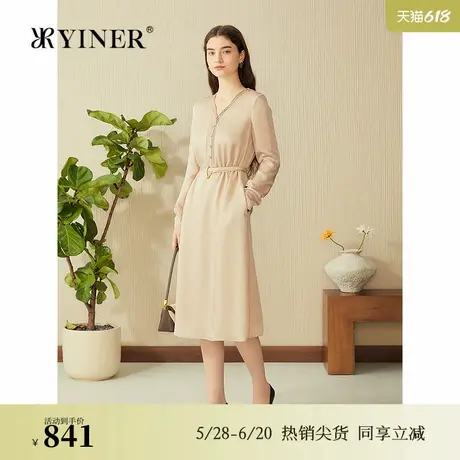 【醋酸+天丝】YINER音儿专选2025春季新款莱赛尔法式缎感连衣裙图片