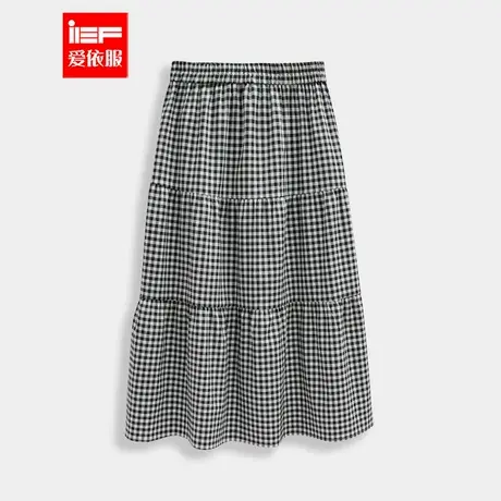 IEF/爱依服【微胖】大码女装2025秋季新款韩版温柔风格子显瘦单裙图片