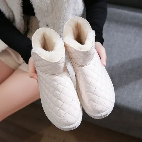 皮毛一体雪地靴女2023年新款皮面防水棉鞋冬季女鞋加绒加厚短靴子图片