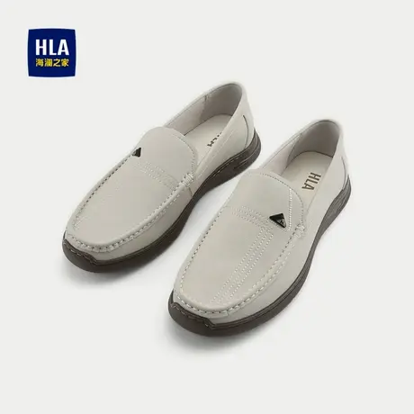 HLA/海澜之家一脚蹬休闲鞋25新款商务简约舒适橡胶底时尚PU鞋子男图片