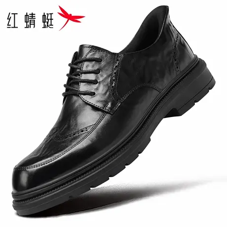 【闪穿系列】红蜻蜓男鞋2025新款休闲布洛克皮鞋男商务正装真皮秋图片