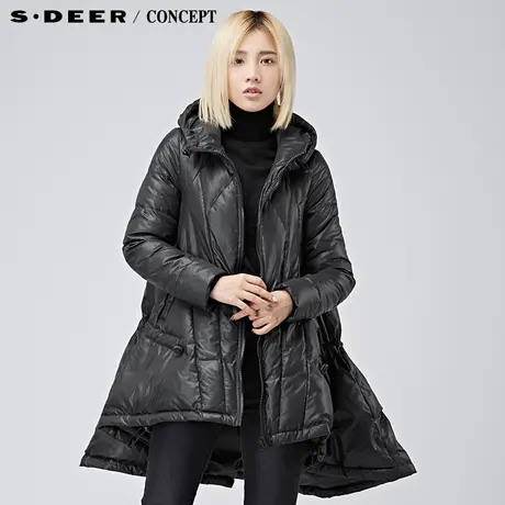 sdeer圣迪奥 顺滑光泽感夸张A廓羽绒服S16482450商品大图