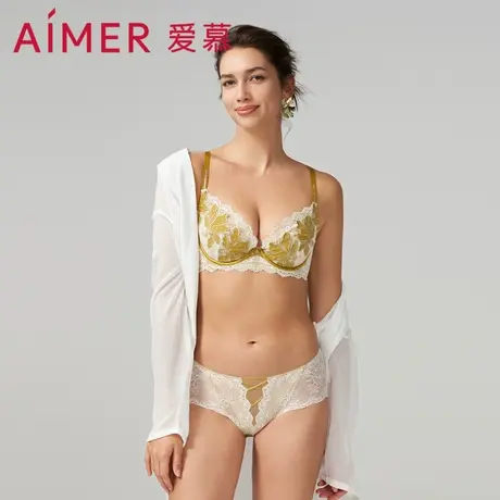 爱慕蔚兰内衣女大胸显小性感蕾丝3/4薄杯文胸AM138931图片