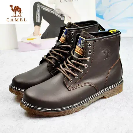 Camel/骆驼男鞋秋季新款牛皮英伦户外舒适耐磨休闲男靴A293379001图片