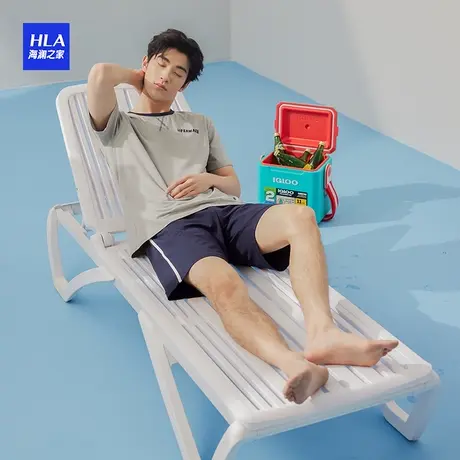 HLA/海澜之家男圆领夏季凉感家居服棉氨可撕领标外穿短袖短裤睡衣图片