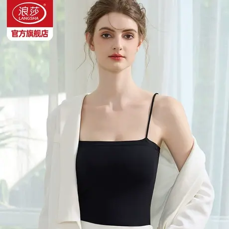 浪莎保暖背心女款带胸垫内衣秋冬季加绒加厚吊带打底衫免穿文胸DT商品大图