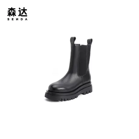 森达奥莱短靴冬季专柜同款简约时尚厚底切尔西中筒靴4EN01DZ0商品大图