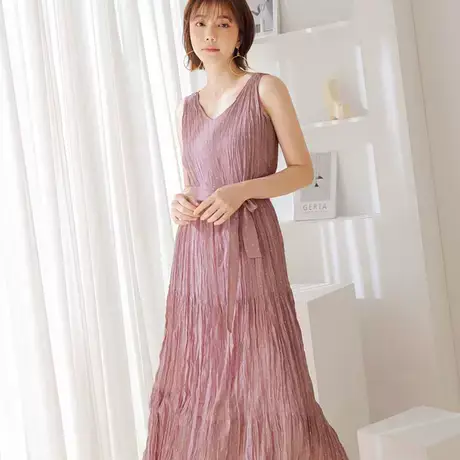 桔熊夏季复古甜美背心裙子女神圆点压褶无袖收腰连衣裙大码DA9359图片