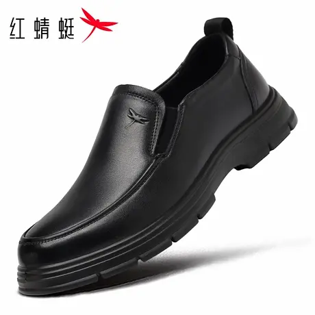 红蜻蜓男鞋新款鞋子男士休闲一脚蹬皮鞋男商务中老年爸爸真皮牛皮图片