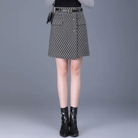 不规则短裙女2025春秋新款高腰A字包臀裙遮胯显瘦百搭格子半身裙图片