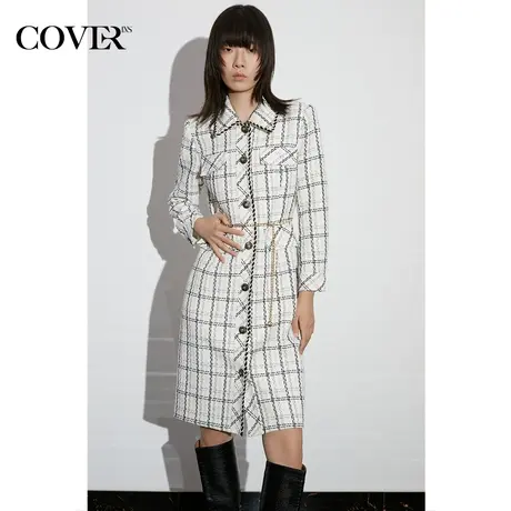 COVER春季三色编织纱线风衣式连衣裙图片