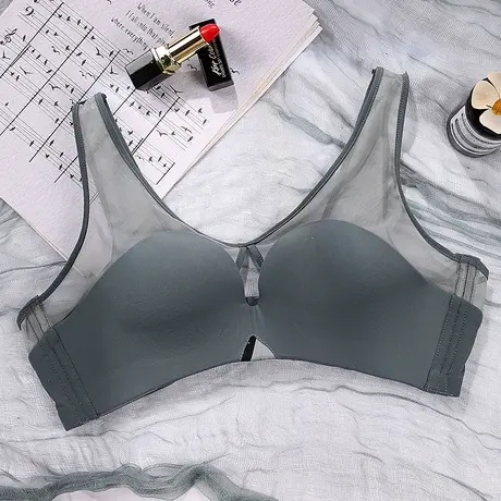 浪漫春天内衣女大胸显小薄款聚拢上托无钢圈调整型收副乳简约文胸图片