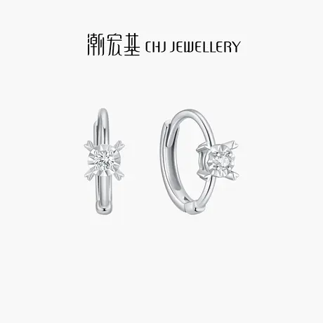 潮宏基铂雅铂金钻石耳环PT950耳饰耳扣白金闪耀通勤轻奢礼物女图片