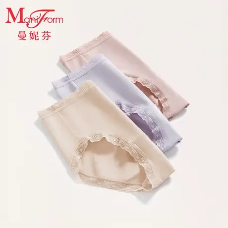曼妮芬棉质中腰低角裤抗菌内裆高腰女士内裤舒适内搭底裤图片