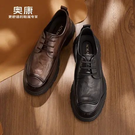 奥康 男鞋2025秋季德比鞋真皮舒适拼接系带皮鞋门店发货图片