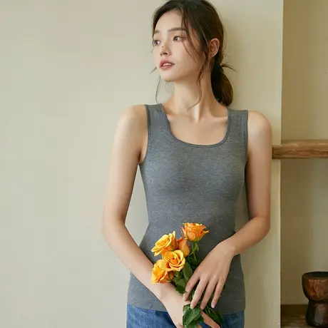 秋冬保暖背心女加绒加厚发热修身马甲一体胸垫内穿打底衫美体内衣图片