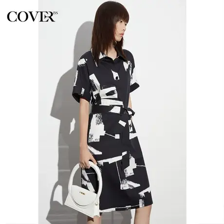 COVER夏季几何花型棉质衬衣连衣裙图片