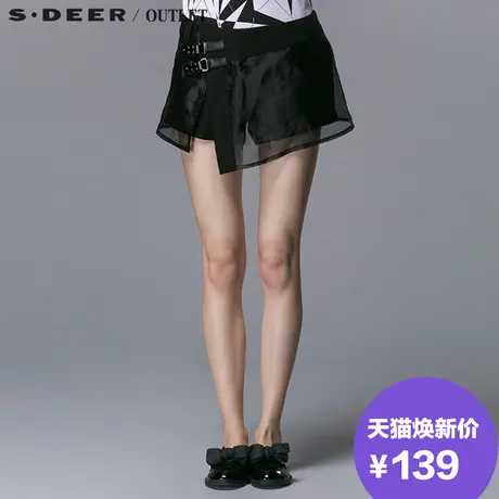 【多件多折】sdeer圣迪奥皮质袢扣女士短裤S14280929图片