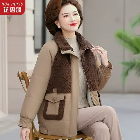 妈妈秋冬装加绒小棉袄冬款中老年女装羽绒棉服中年女棉衣洋气外套商品大图