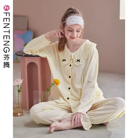 芬腾春秋睡衣女长袖纯棉韩版开衫宽松秋季休闲女士全棉家居服套装图片