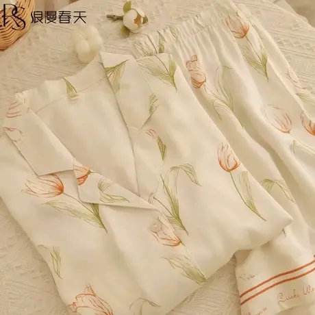 新款冰丝柔软薄款三件套夏季短袖长裤睡衣女套装家居服夏图片