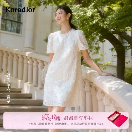 【千金风玫瑰裙】珂莱蒂尔2025年法式设计感蕾丝透气淑风连衣裙女图片