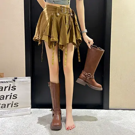 气质显瘦靴子女2023新款夏季小个子复古ins高筒靴粗跟西部牛仔靴商品大图