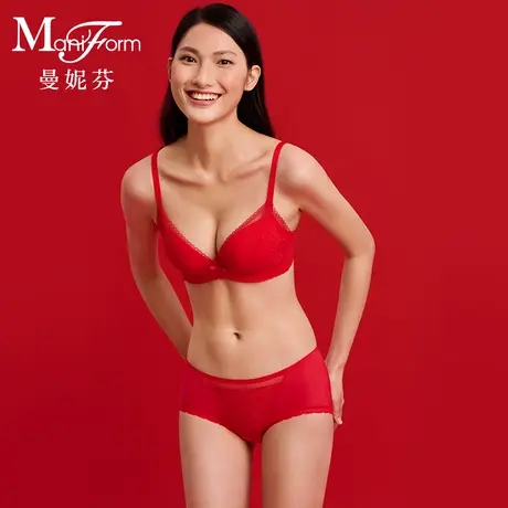 曼妮芬套装兔年结婚文胸软钢圈本命年红内衣内裤性感蕾丝女士胸罩商品大图