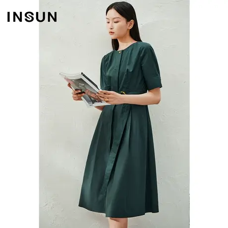 INSUN恩裳线上专选夏季X型棉质挺括休闲连衣裙图片