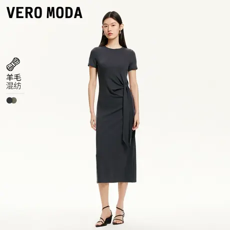 Vero Moda奥莱连衣裙2025夏季新款含莱赛尔腰部褶皱系带短袖慵懒图片