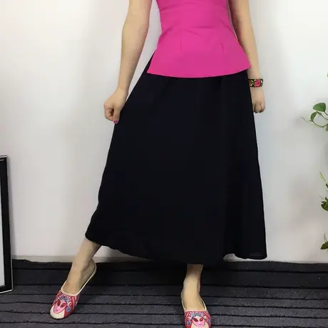 傲雪屋复古棉麻百搭A字半身裙纯色女裙半身裙仙女女裙半身春图片