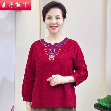 妈妈秋装2022新款洋气长袖衬衫打底中老年人女装春小衫外套上衣服图片