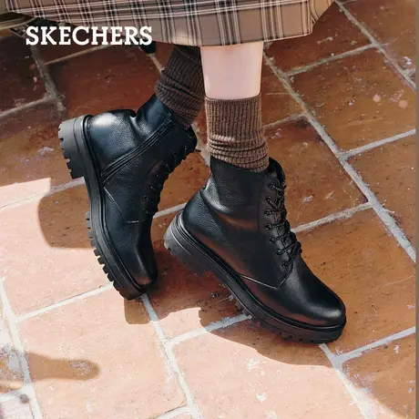 Skechers斯凯奇马丁靴黑色柔软舒适百搭时尚增高显瘦时装靴女早秋图片
