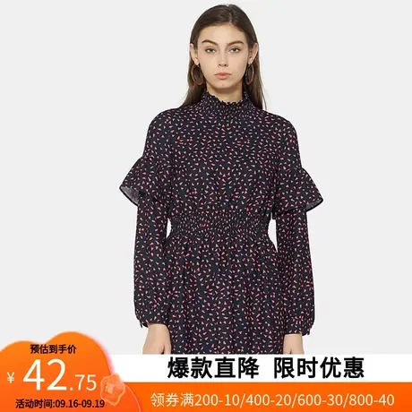 艾格春季新品女装时尚个性荷叶边A字连衣裙Y1438图片