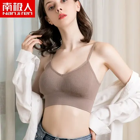 南极人内衣女无钢圈高中少女文胸爆款背心型女士螺纹聚拢美背抹胸图片