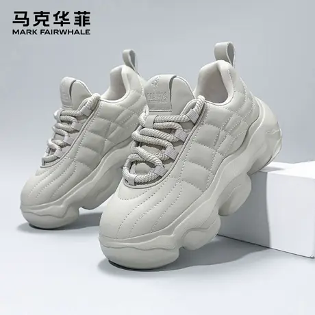 马克华菲男鞋夏季2025新款运动老爹鞋男士厚底面包鞋潮休闲小白鞋图片